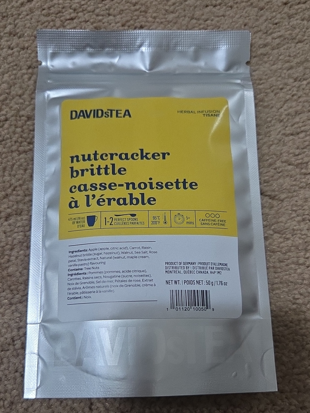 2/$20 New! Sealed! Davidstea NUTCRACKER BRITTLE Loose Leaf Tea 50g Davids Tea